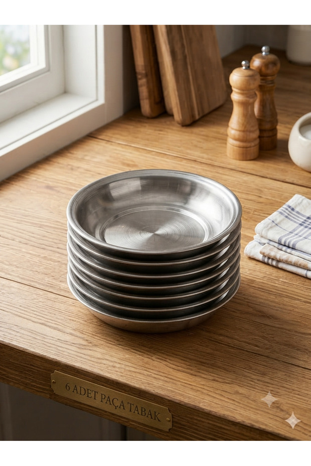 Paça Meze Food Salad Plate 19 cm Stainless Steel Multi-Purpose Use with Lifetime Warranty