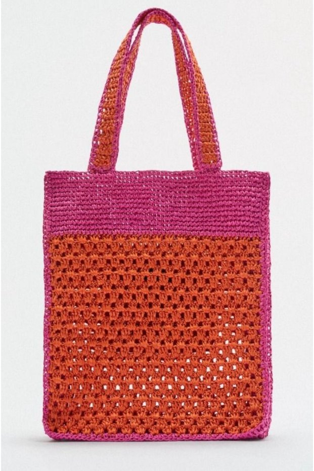 Paper Strap Colorful Straw Shoulder Beach Bag