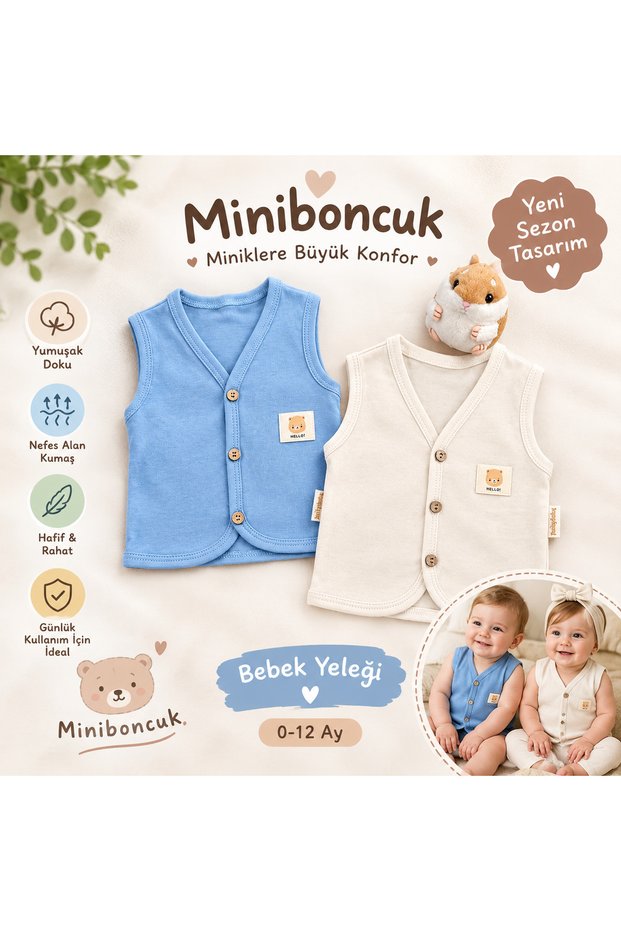 Baby Vest Unisex – Front Buttoned Sleeveless Vest, Soft and Comfortable, 0-12 Months