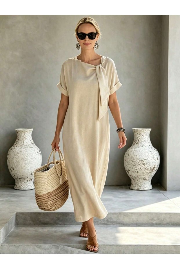 Rochie maxi, bej - M