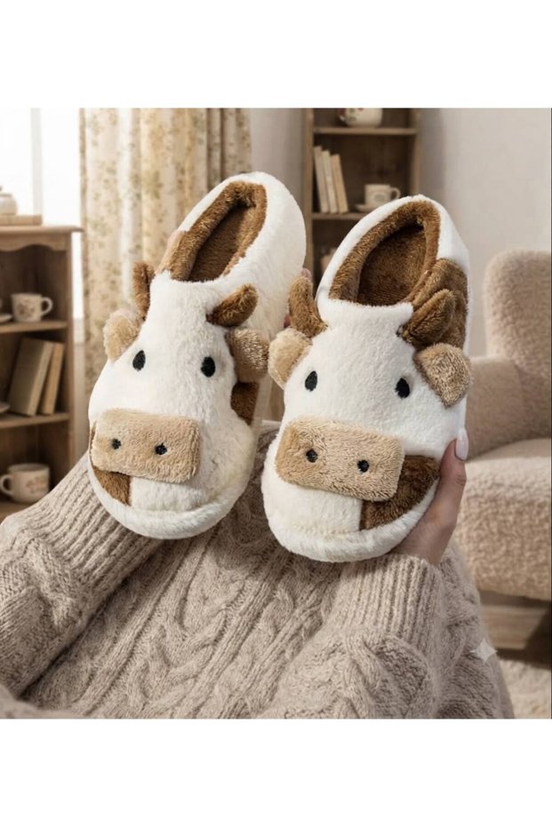 Joyful Design Home Slippers-Cow-Print