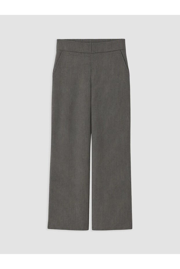 Gray Striped Wide Leg Women's Trousers