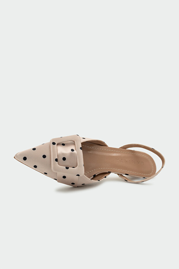 Matilda Polka Dot Buckle Detailed Women's Heeled Shoes - Ten