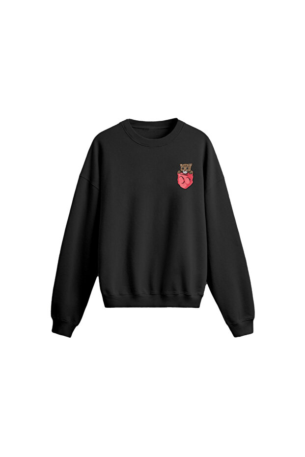Cat Printed Oversize Sweatshirt