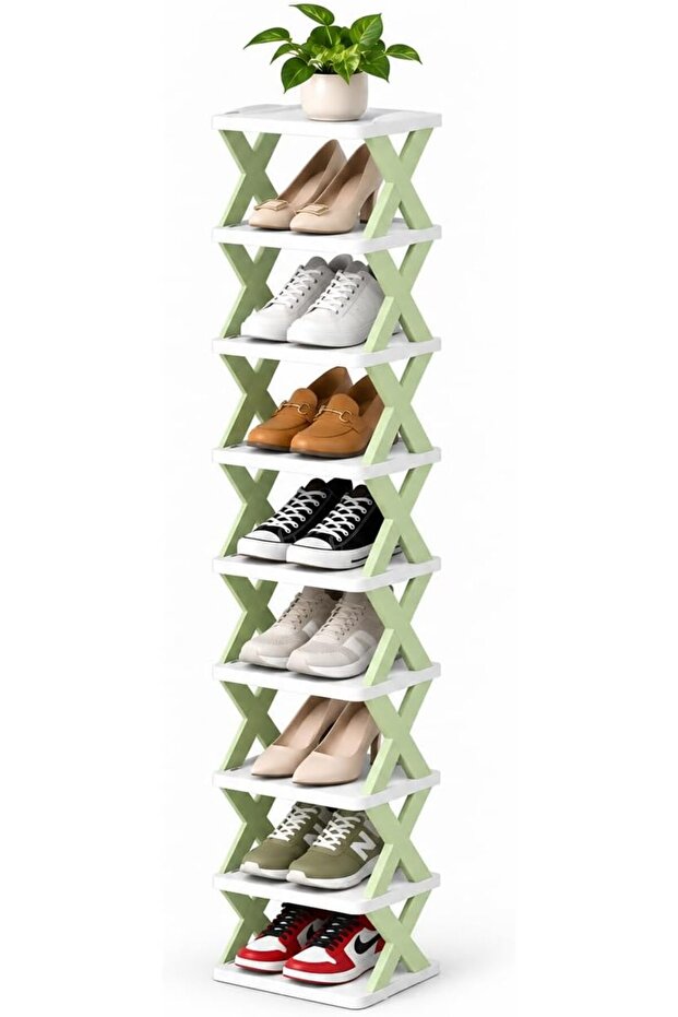 9-Tier Vertical Shoe Rack, Space-Saving Foldable Shoe Storage Organizer for Entryway, Closet, Bedroom – Lightweight, Stable, Eco-Friendly, Freely Stackable Design for Small Spaces