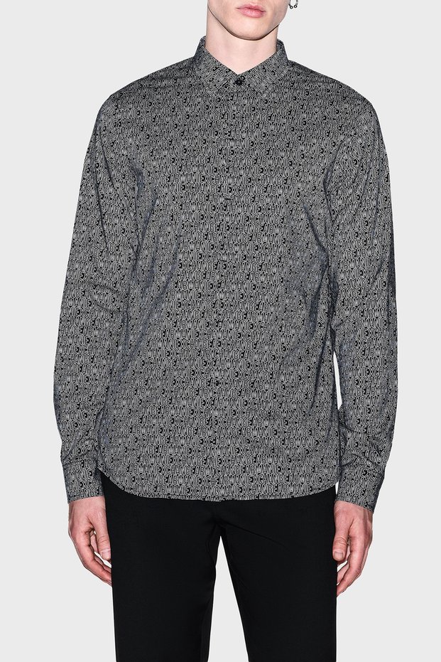 All with Logo Slim Fit Long Sleeve Shirt Men's Shirt Xm000625 Af13184 Fc342