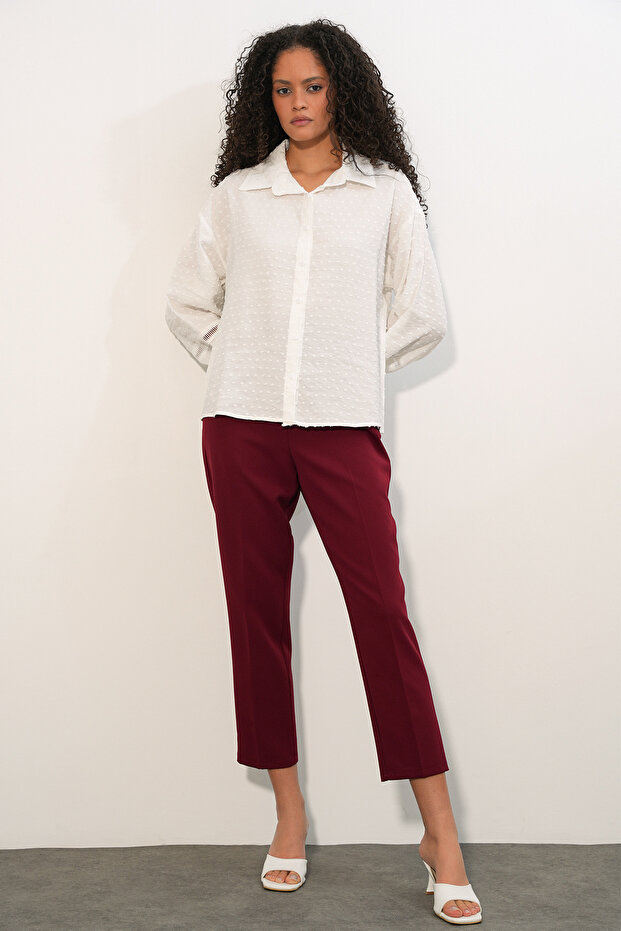 Women's Oversize Patterned Shirt 20379 - White