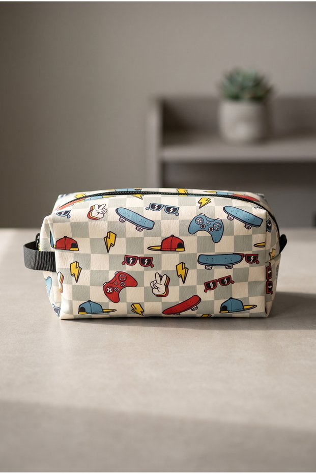 Skateboard Design Travel Bag - Zipper Bag Organizer Cosmetic and Personal Care Bag