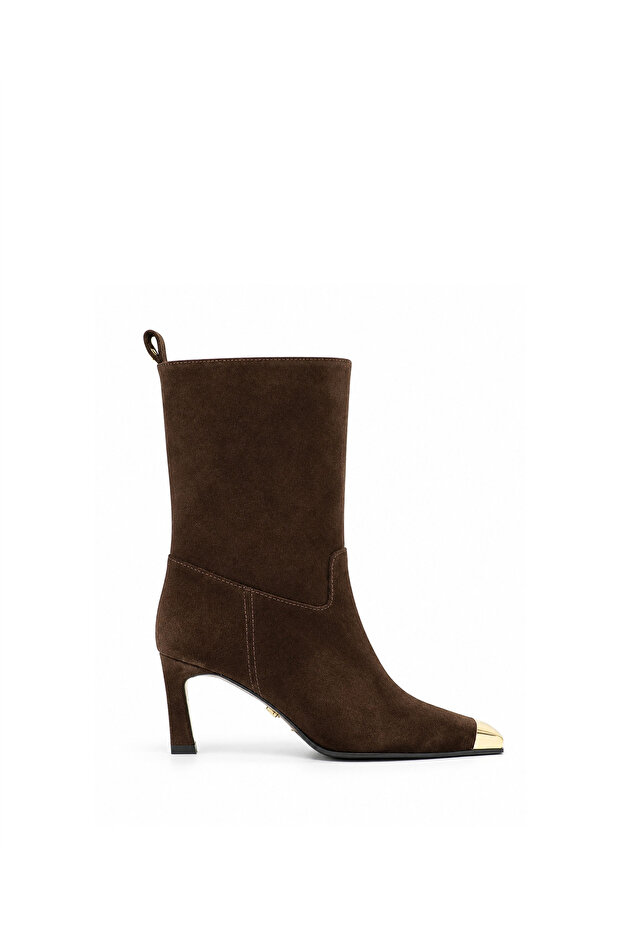 Genuine Suede Leather Women's Boots 381 Brown Suede (Brown Suede)
