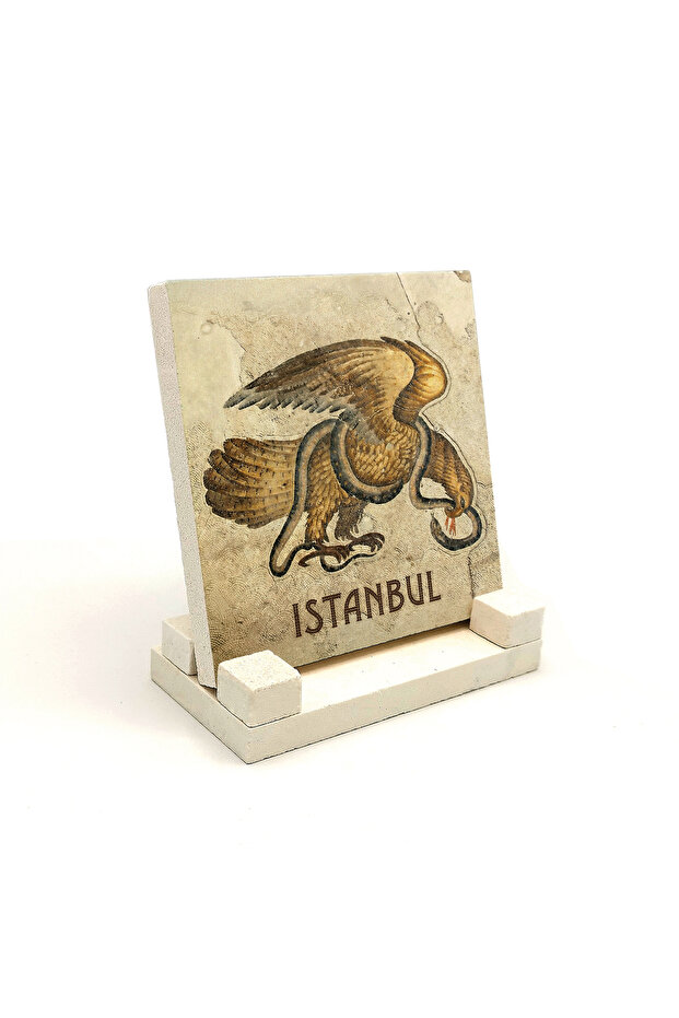 Great Palace Mosaic Museum, Eagle and Snake Printed Natural Stone Tabletop 10X10 1G-Kartalm