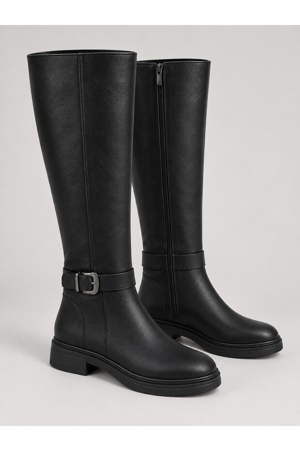 Harnes Zippered Belt Buckle Casual Women's Riding Boots