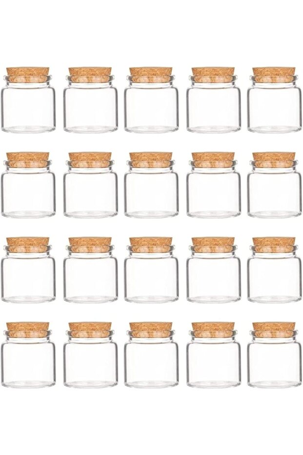 20 Pcs Cork Stoppers Glass Bottles 50ml Yogurt Pudding Bottle Mini Mason Jar Small Glass Bottle With Cork Lid for Wedding Favors Wishing Bottles Apothecary DIY Arts Crafts