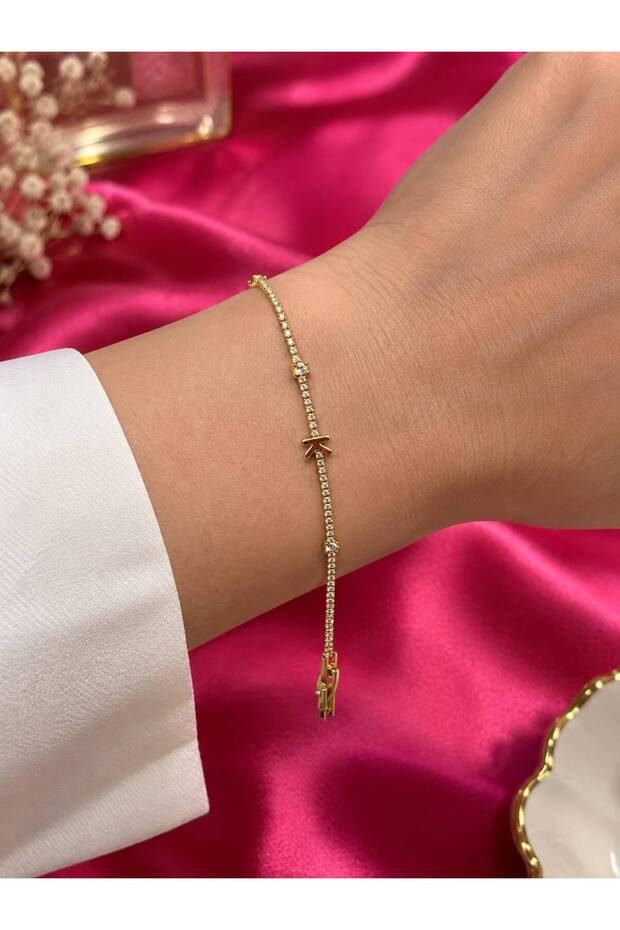 Letter Design Stone Elegant Bracelet 316L Stainless Steel - Anti-Allergic