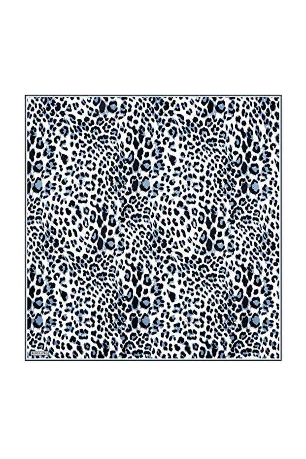 Indigo Leopard Pattern Silk Handkerchief