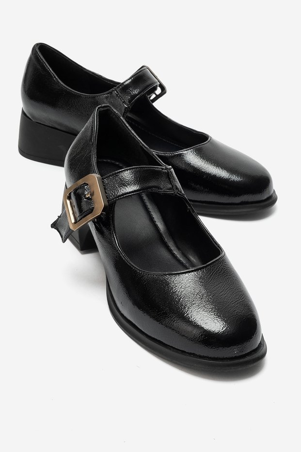 Slade Black Wrinkled Patent Leather Women's Casual Shoes