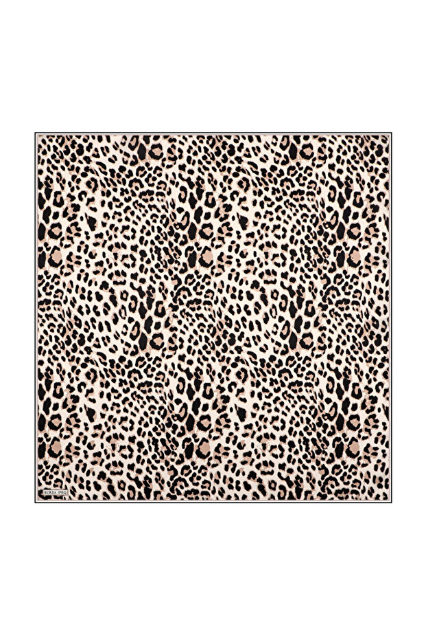 Beige Leopard Pattern Silk Handkerchief