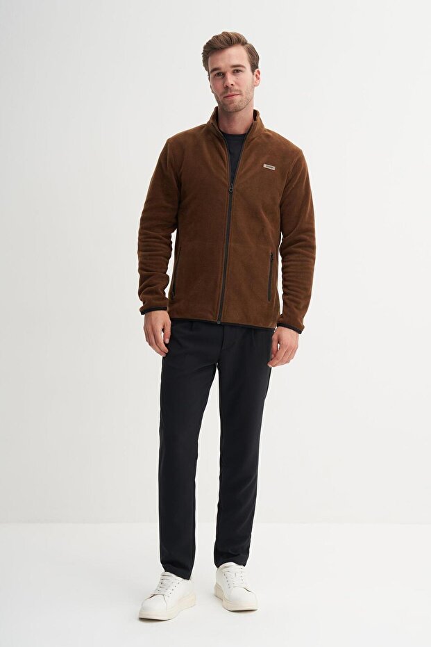 53690 Men's Polar Fleece Stand Collar Sweat Cardigan