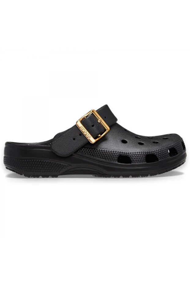 213543 Classic Metallic Buckle Clog Black Unisex Slippers