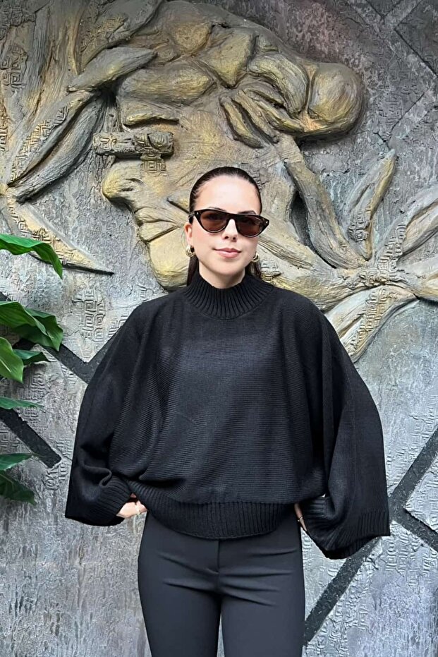 Bat Sleeve High Neck Knitwear Sweater Sun529