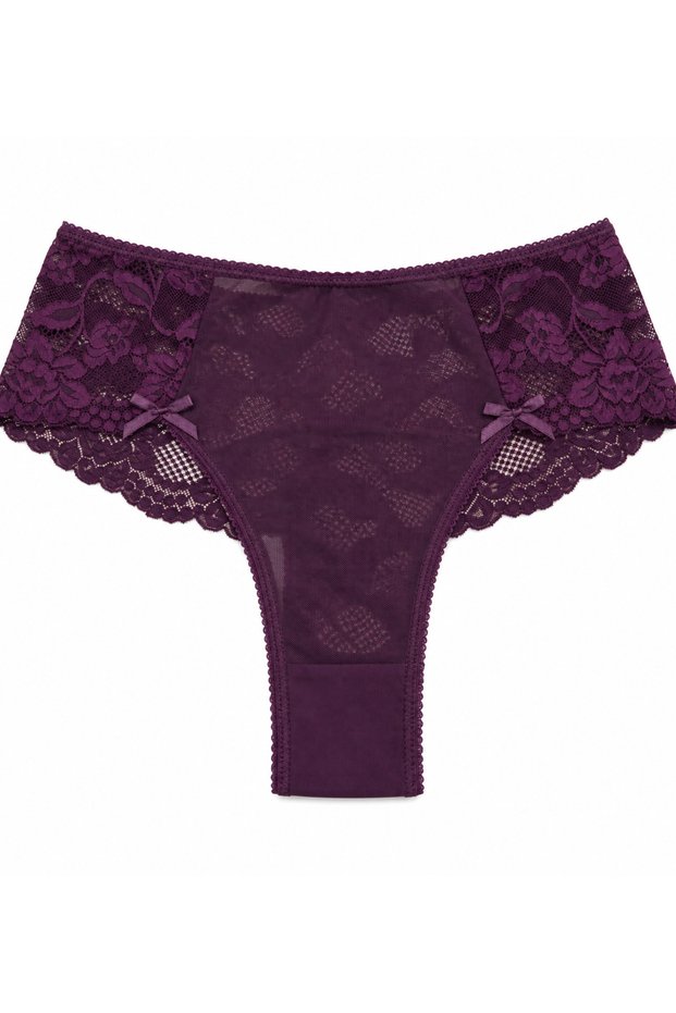 Plus Size Floral Lace Bow Detailed Stretchy Women's Panties