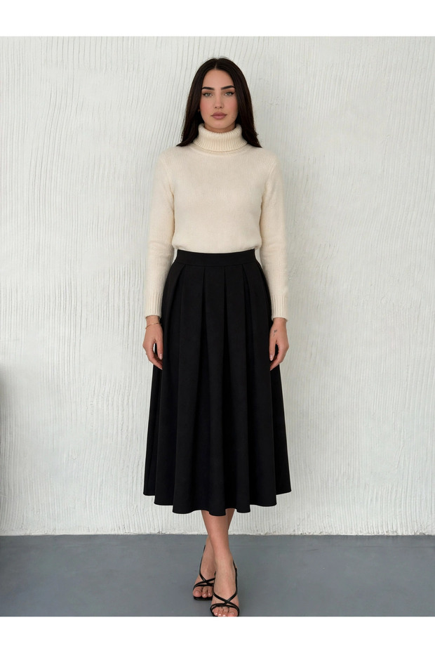 Women's 83 cm Full Pleated Fabric Skirt