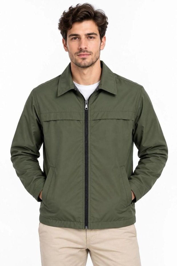 Men's Water Repellent Windproof Lined Full Zipper 4 Season Regular Fit Coat Jacket - Khaki Mariposa Se