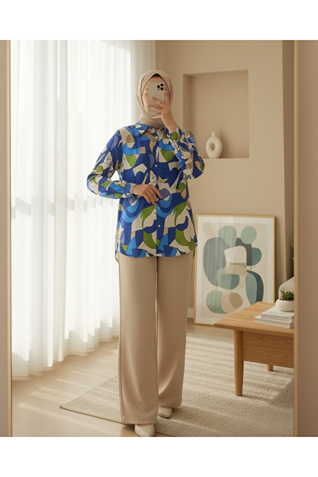 3721 graphic patterned shirt - indigo