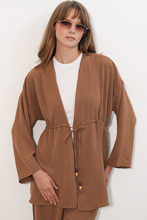 Women's Ayrobin Kimono Pants Double Set 30101- Tan