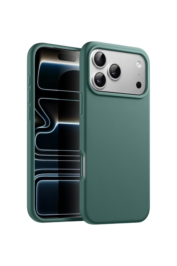 Premium Liquid Silicone Case for iPhone 18 Pro Max β Slim Fit Shockproof Protective Cover with Soft Microfiber Lining & Precise Cutouts - Dark Green