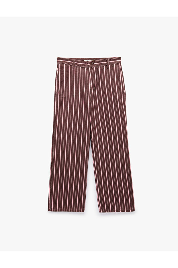 Five-Pocket Comfortable Fit Cotton Straight-Leg Striped Baggy Pants - Baggy Jeans