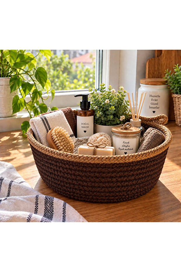 20X10 cm Wicker-Look Decorative Basket – Multi-Purpose Woven Storage and Organizing Basket