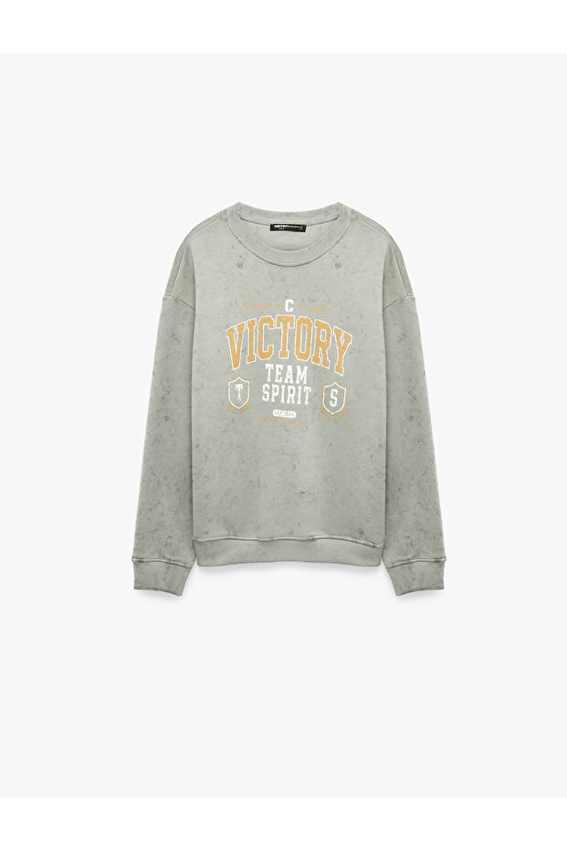 Three Threaded Yarns, Comfortable Fit, Washable, Crew Neck, Printed Sweatshirt