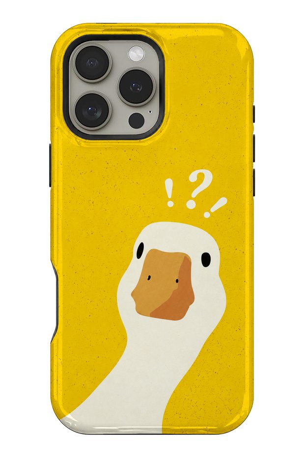 Compatible with iPhone 15 Pro - Confused Duck, Dual Layer Tough Cover, Glossy Surface Protective Case