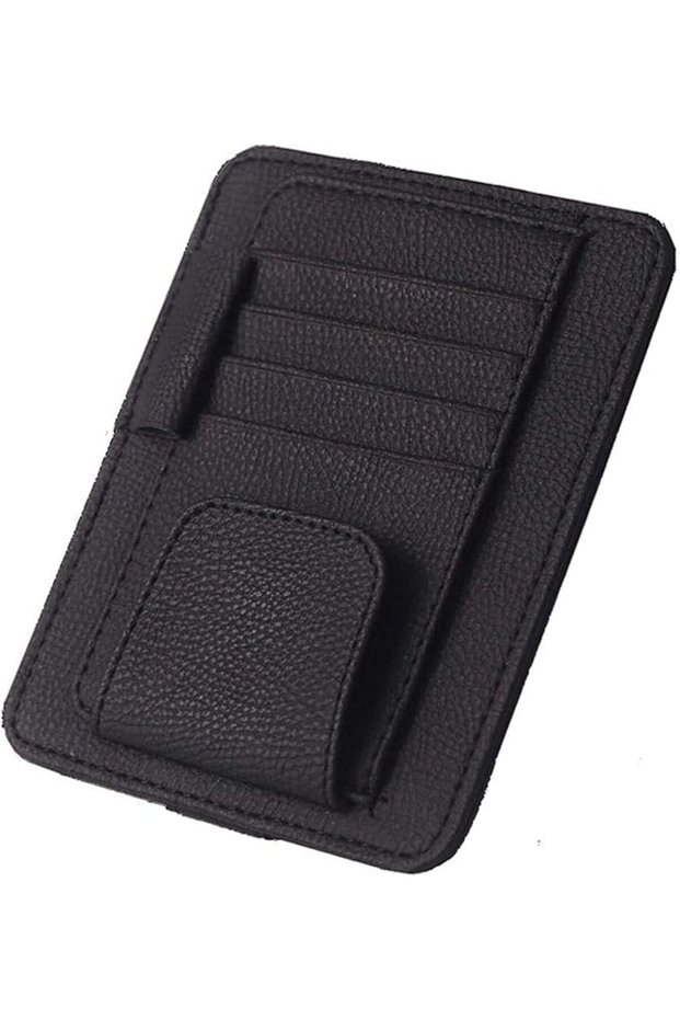 Car Sun Visor Organizer, Microfiber Leather Storage Pouch with Adjustable Straps for Cards, Document