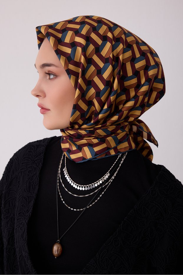 Geometric Pattern 100% Twill Silk Scarf Be07-02