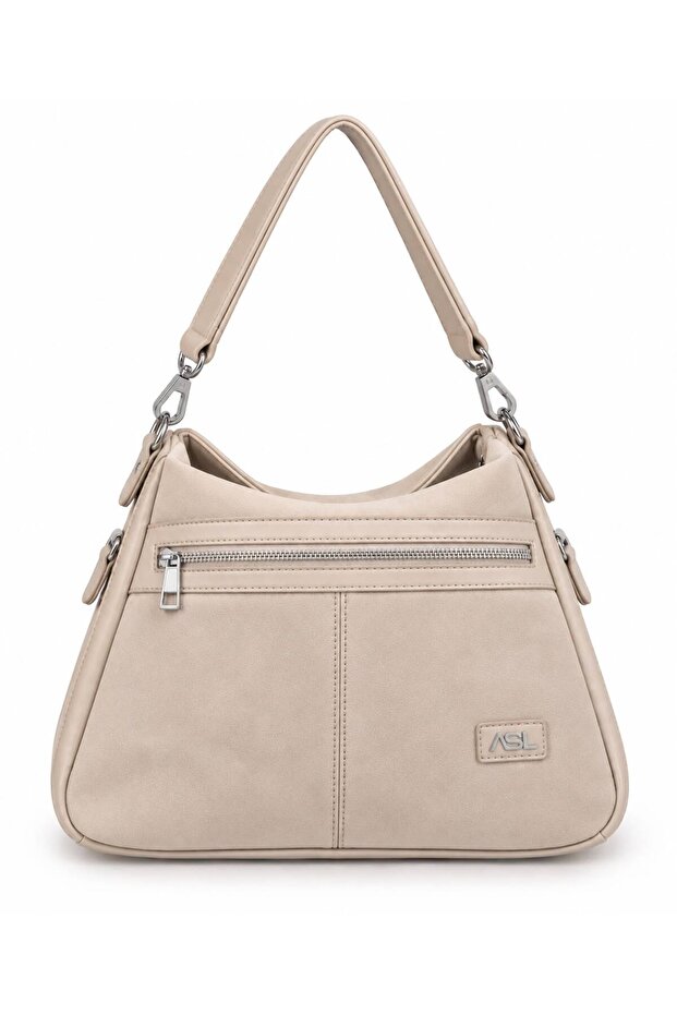 Women's Suede Zipper Detailed Shoulder Bag