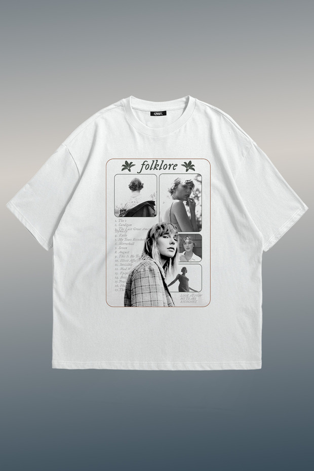 Taylor Swift Folklore Printed Unisex Oversize T-Shirt