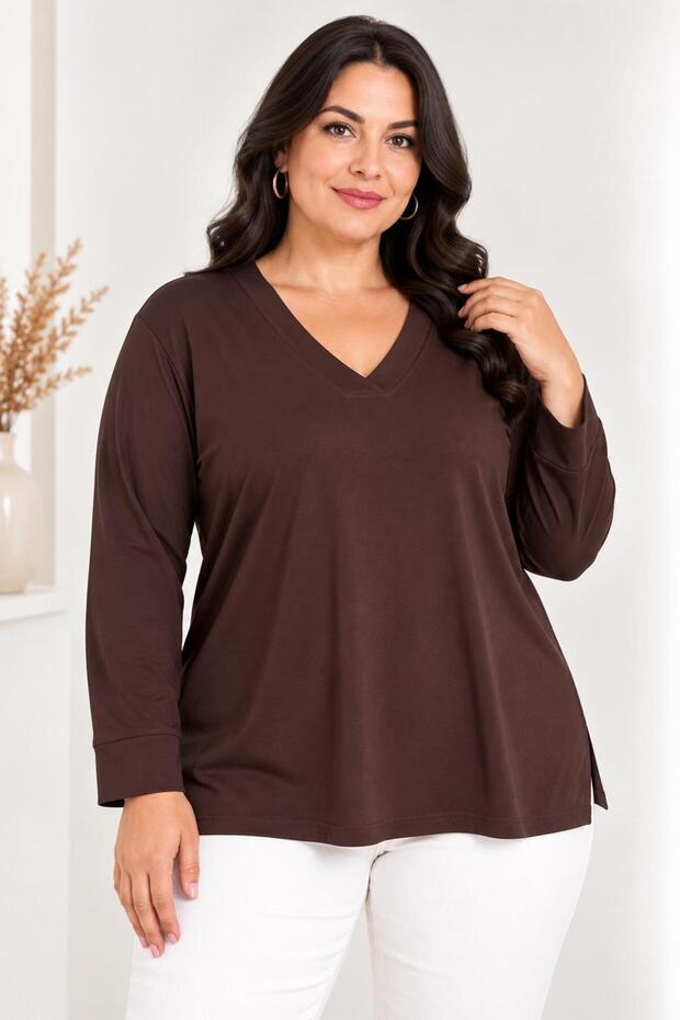 Women's Plus Size Wide Collar Long Sleeve Blouse