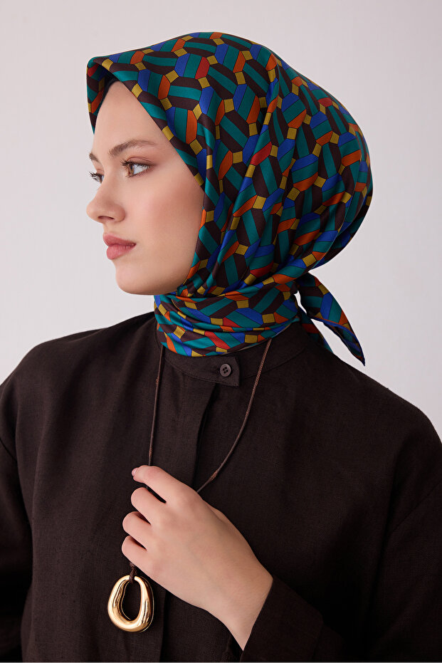 Geometric Pattern 100% Twill Silk Scarf Be07-01