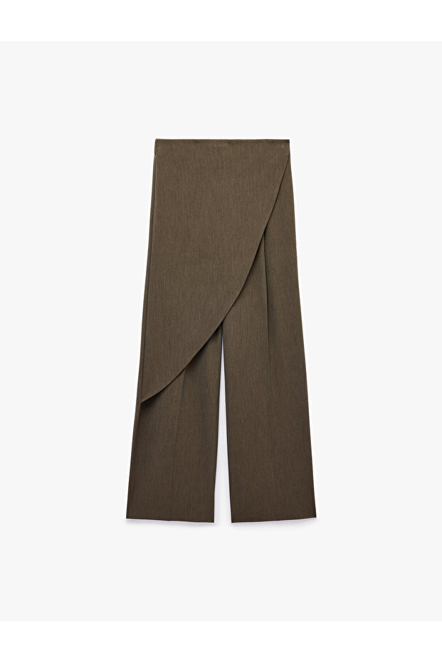 High Waist Double Breasted Pleated Wide Leg Trousers with Pocket Detail