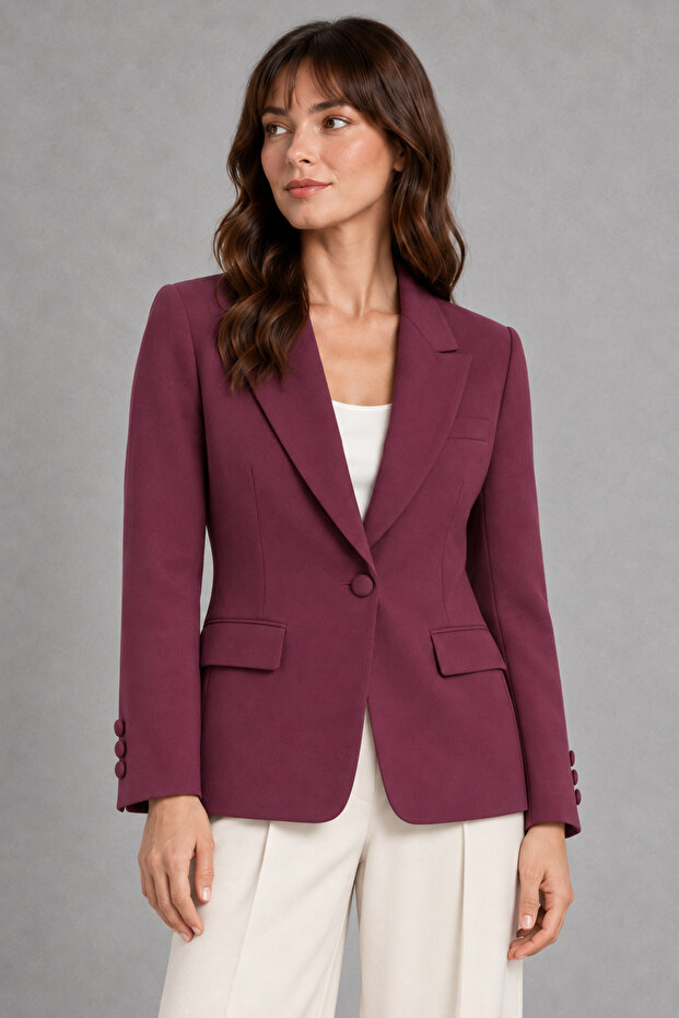 Women's Single Button Lined Blazer Jacket