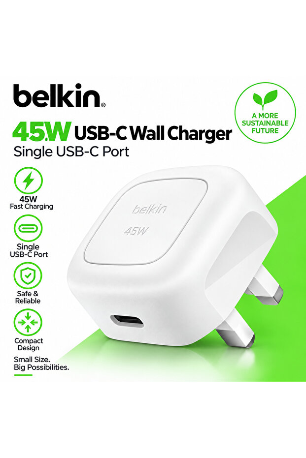Compact Wall Charger 45W , USB-C Power Delivery Fast Charging for Apple iPhone 16, 16 Plus, 16 Pro, 16 Pro Max, 15 Serie, Samsung Galaxy S25, iPad, AirPods & More