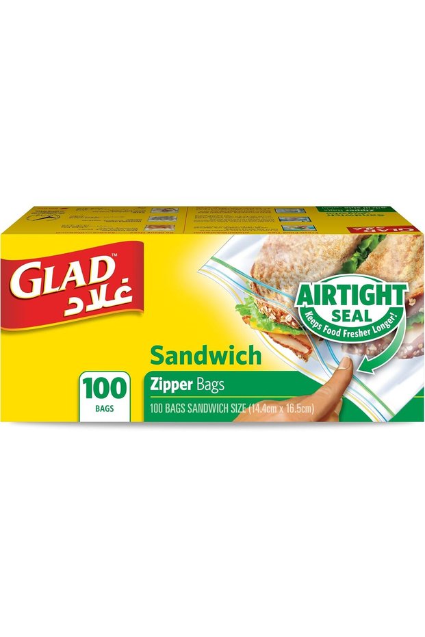 Sandwich Zipper Bags, 100 Zipper Bags, 14.4x16.5cm, Airtight Seal Keeps Food Fresher Longer, Microwave Safe