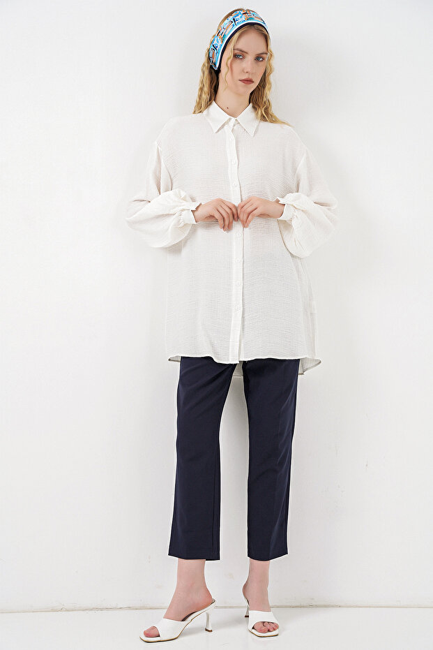 Women's Textured Oversize Tunic 5989 - White