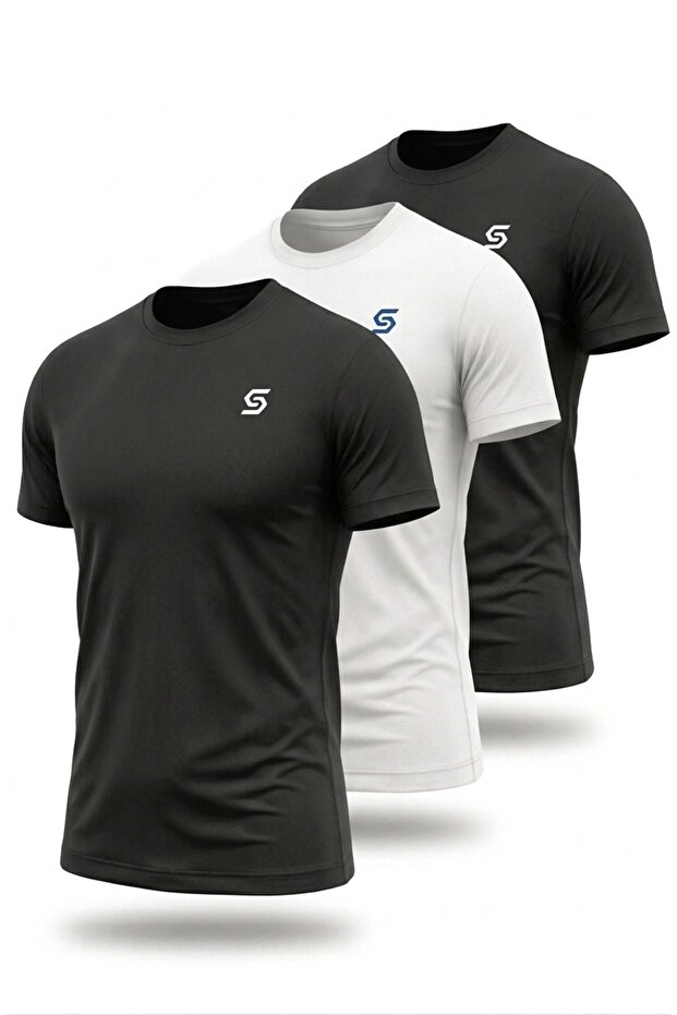 3-Pack Men's Colorful Sports T-Shirts - Slim Fit Training Top