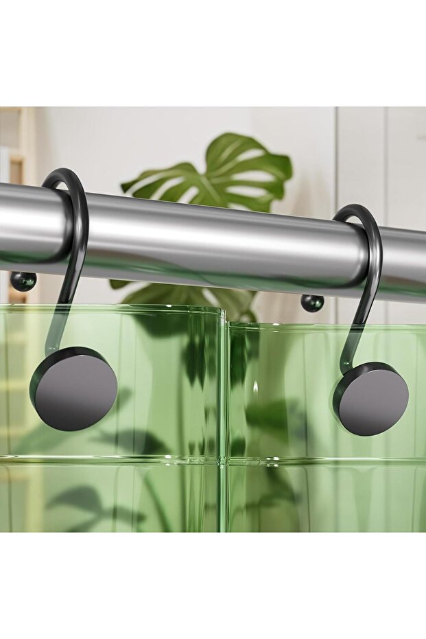 Shower Curtain Hooks,12 Pcs Rust Proof Iron Alloy Rings,Heavy Duty Smooth Glide Decorative Hooks for Bathroom Rods,Black