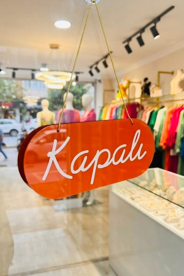 Oval Plexiglass Open Closed Sign with Suction Cup Shop Boutique Workplace Open Closed Plexiglass Sign Stylish Design - Orange White
