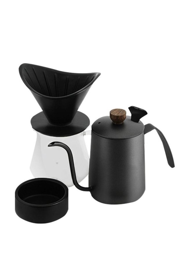Professional Pour-Over Coffee Maker Set,Ceramic Filter Cup,Gooseneck Spout Kettle,450ml Container