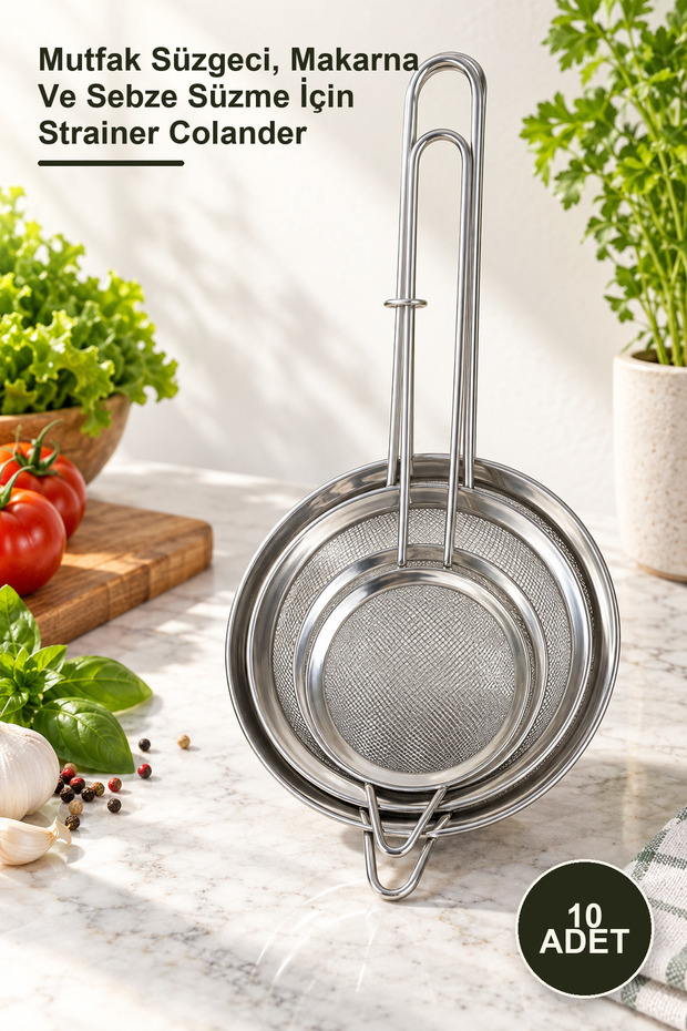 10-Piece Colander Set in Three Sizes – Kitchen Colander, Strainer Colander for Pasta and Vegetable Straining
