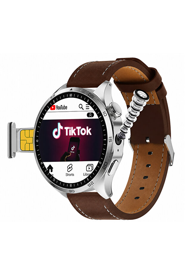 Haino Teko FG-8 Android Smart Watch with 5G SIM Support Real AMOLED Display Rotating Camera and 2 Pair Straps Designed for Men
